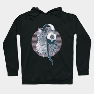 Melophile Music Lover Headphones Cat - Vapor Wave Colors 2 - Melophile Hoodie